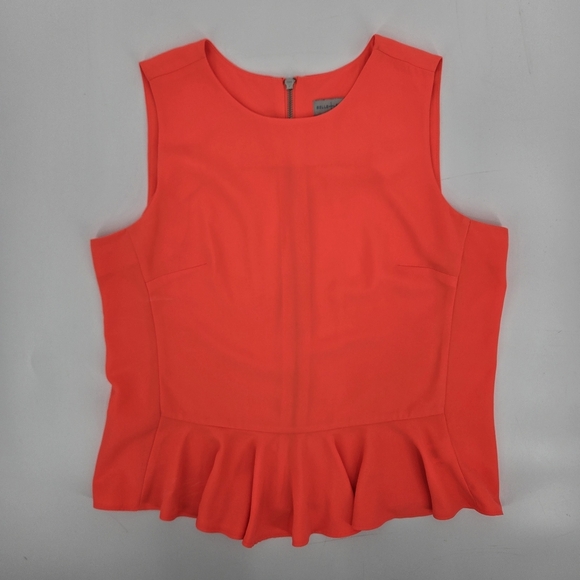 Sleeveless Bright Pink/Coral Peplum BELLE & SKY Top Back Zipper SIZE:Large - Picture 1 of 6